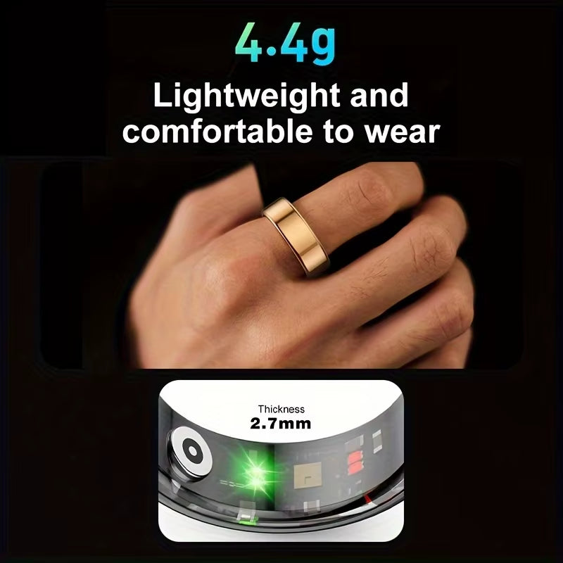 Smart Fitness Ring - Stainless Steel Novelty Ring for Men and Women with Wireless Function, Step Counting, and Sports Mode