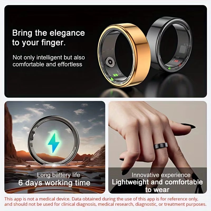 Smart Fitness Ring - Stainless Steel Novelty Ring for Men and Women with Wireless Function, Step Counting, and Sports Mode