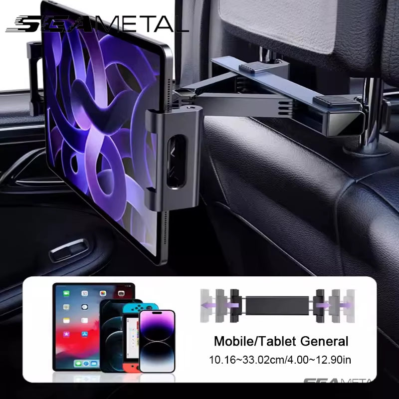 Car Headrest Tablet Holder 360 Degree Adjustable Stretchable Phone Holder Backseat Tablet Mount Universal 4-12.9 Inch