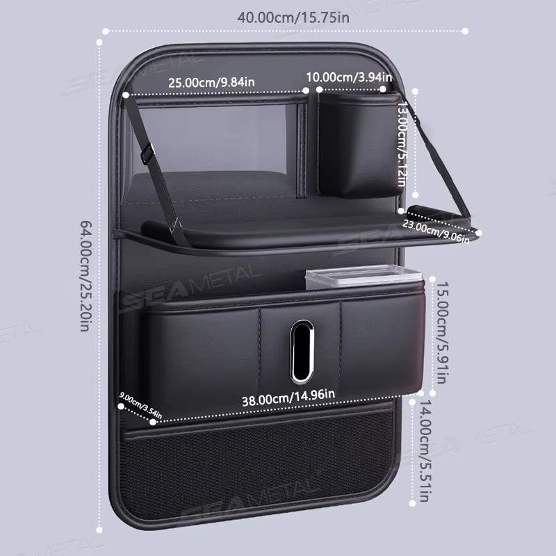 Car Seat Back Organizer with Foldable Tray Multi-Pocket Car Backseat Storage Bag Wear-Resistant Anti-Kick Pad for Kids