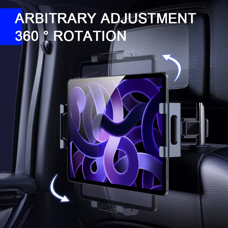 Car Headrest Tablet Holder 360 Degree Adjustable Stretchable Phone Holder Backseat Tablet Mount Universal 4-12.9 Inch
