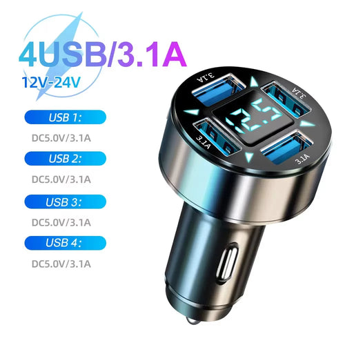 2-6 Ports Car Charger Fast Charging PD QC3.0 USB C Car Phone Charger Type C Adapter in Car for Iphone Samsung Huawei Xiaomi