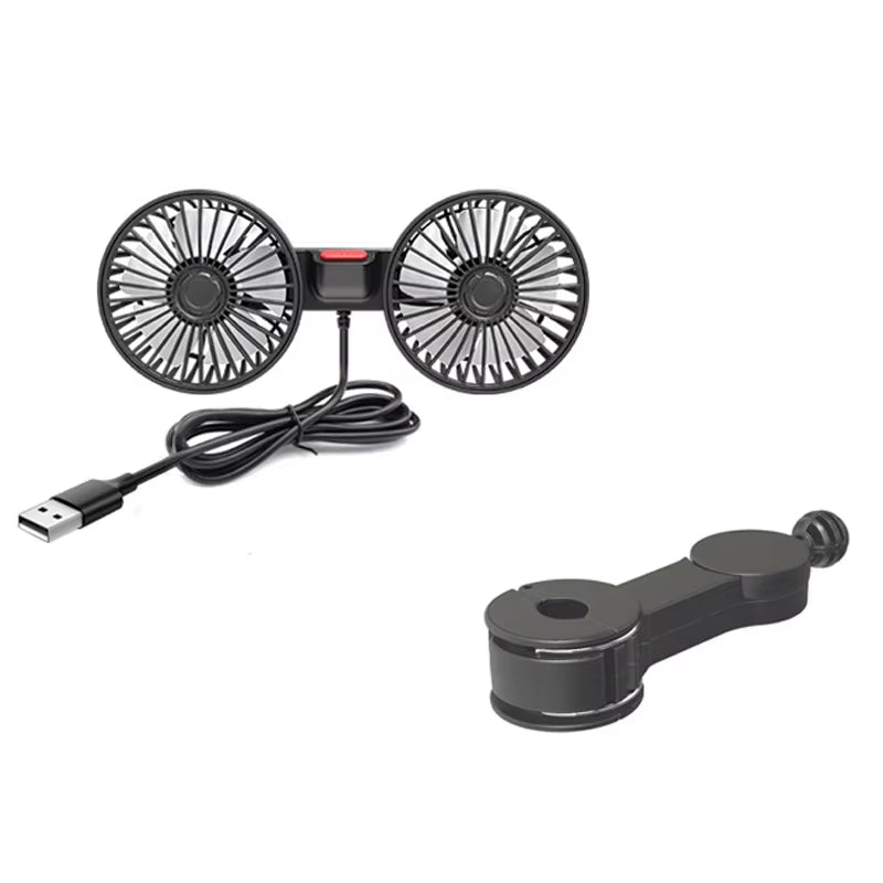 Car Fan 3-Speed Car Seat Back Cooling Fan USB Charge Dual Head Fan 360 Degree Rotation Neck Cooler for Summer Car Accessories