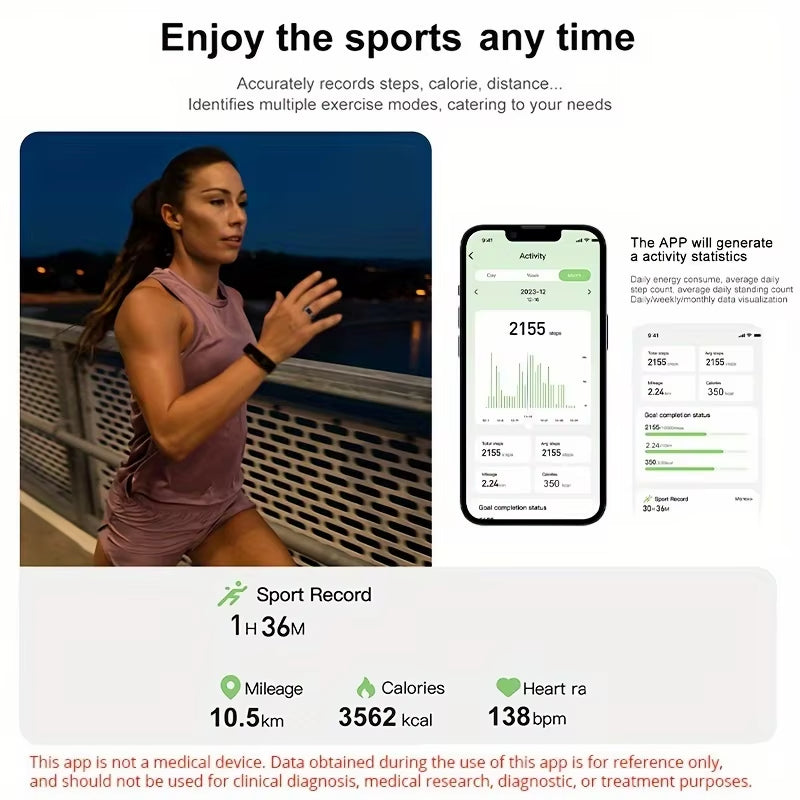 Smart Fitness Ring - Stainless Steel Novelty Ring for Men and Women with Wireless Function, Step Counting, and Sports Mode