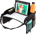 Kids Travel Tray for Kids Car Seat Toddler Car Seat Tray Table with 6 Compartments and Tablet Stand Foldable Toddler Table for Travel Folding Portable Desk Compact Road Trip Essentials