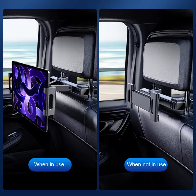 Car Headrest Tablet Holder 360 Degree Adjustable Stretchable Phone Holder Backseat Tablet Mount Universal 4-12.9 Inch