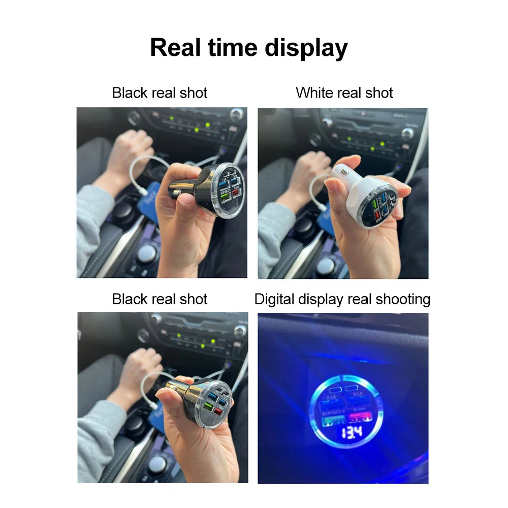 2-6 Ports Car Charger Fast Charging PD QC3.0 USB C Car Phone Charger Type C Adapter in Car for Iphone Samsung Huawei Xiaomi