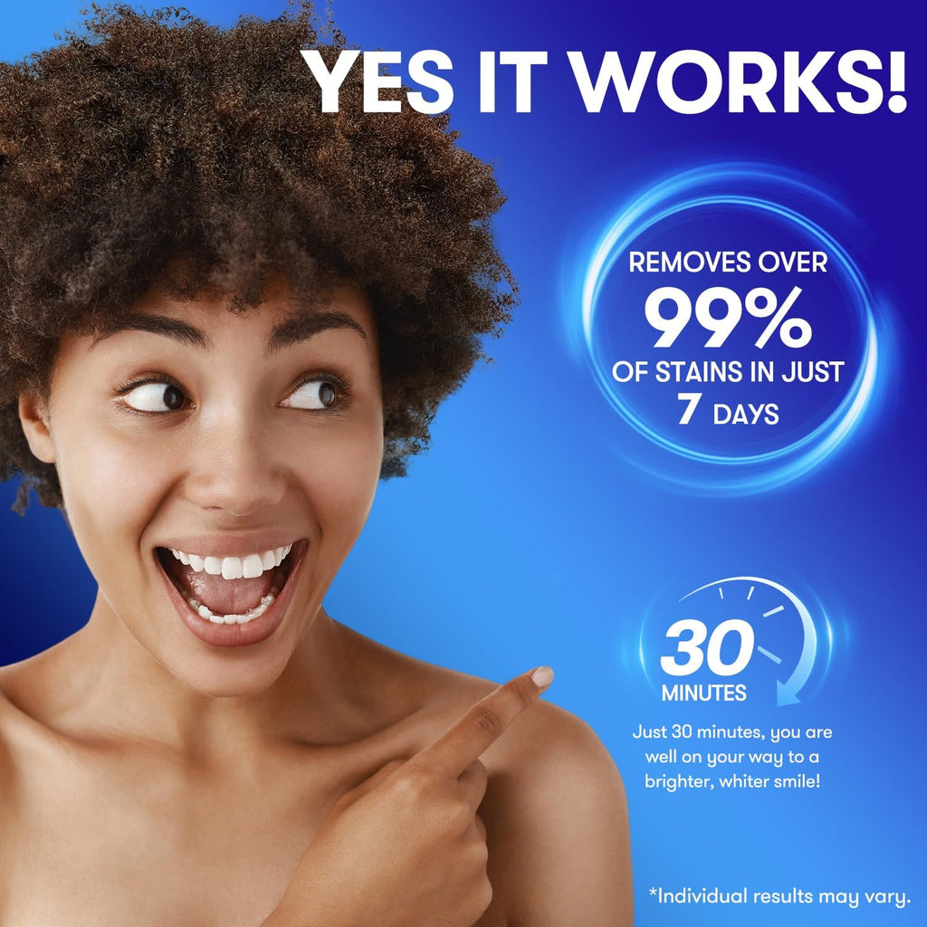 Teeth Whitening Strips, Hydroxyapatite-Infuse White Strips, Non-Sensitive Teeth Whitening with Soothing Natural Ingredients, Enamel-Safe, Residue-Free, Non-Slip, 21 Treatments Kit