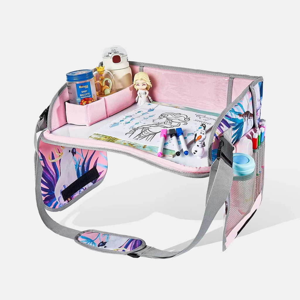 Car Seat Travel Tray Safety Seat Play Table Organizer Storage Snacks Toys Cup Holder Waterproof Kids Stroller Storage Tray