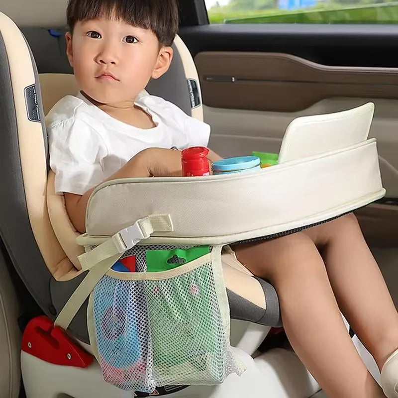 Car Seat Tray for Kids Foldable Multiple Pockets Waterproof Car Table Portable Large Capacity Table for Dining Drawing Car