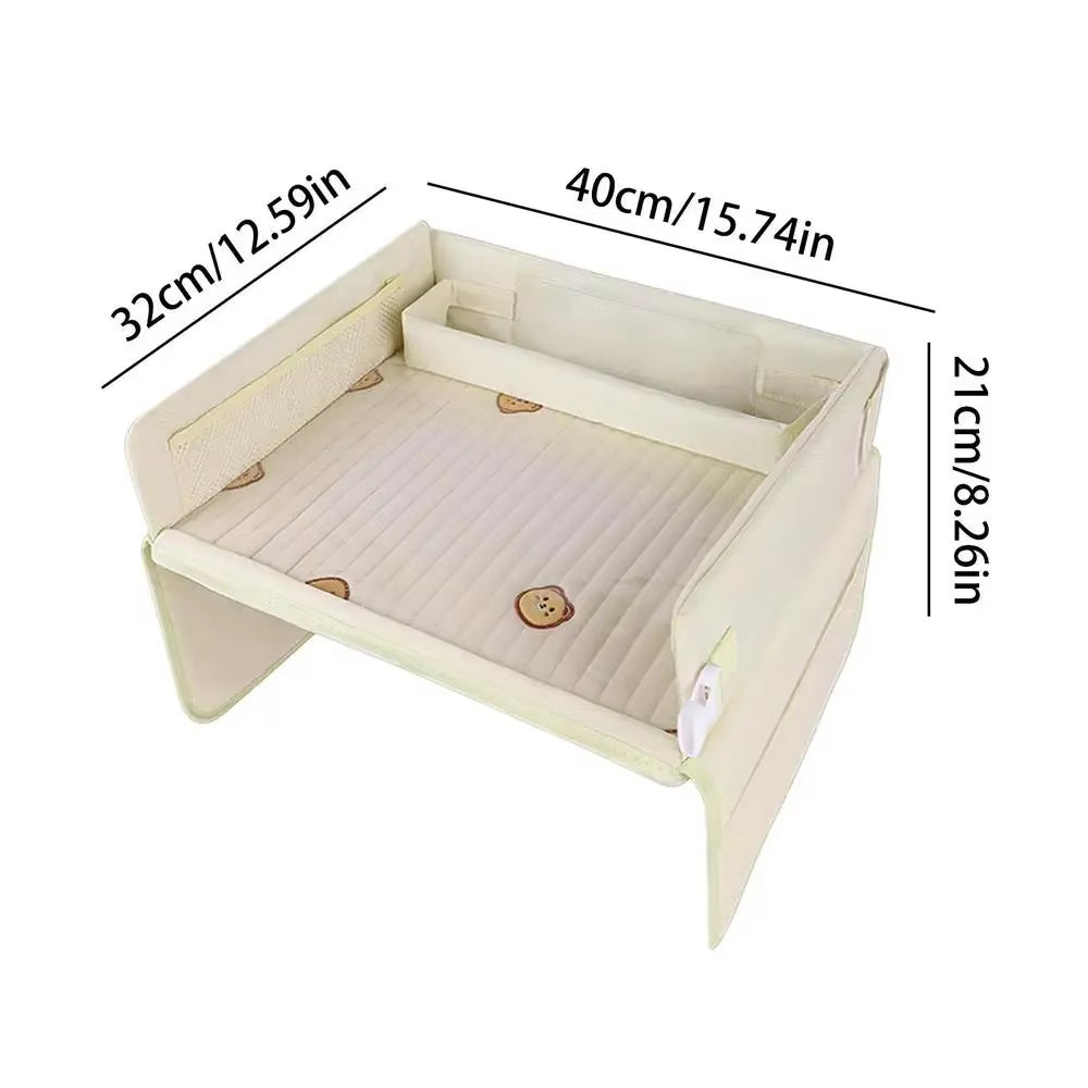 Car Seat Tray for Kids Foldable Multiple Pockets Waterproof Car Table Portable Large Capacity Table for Dining Drawing Car