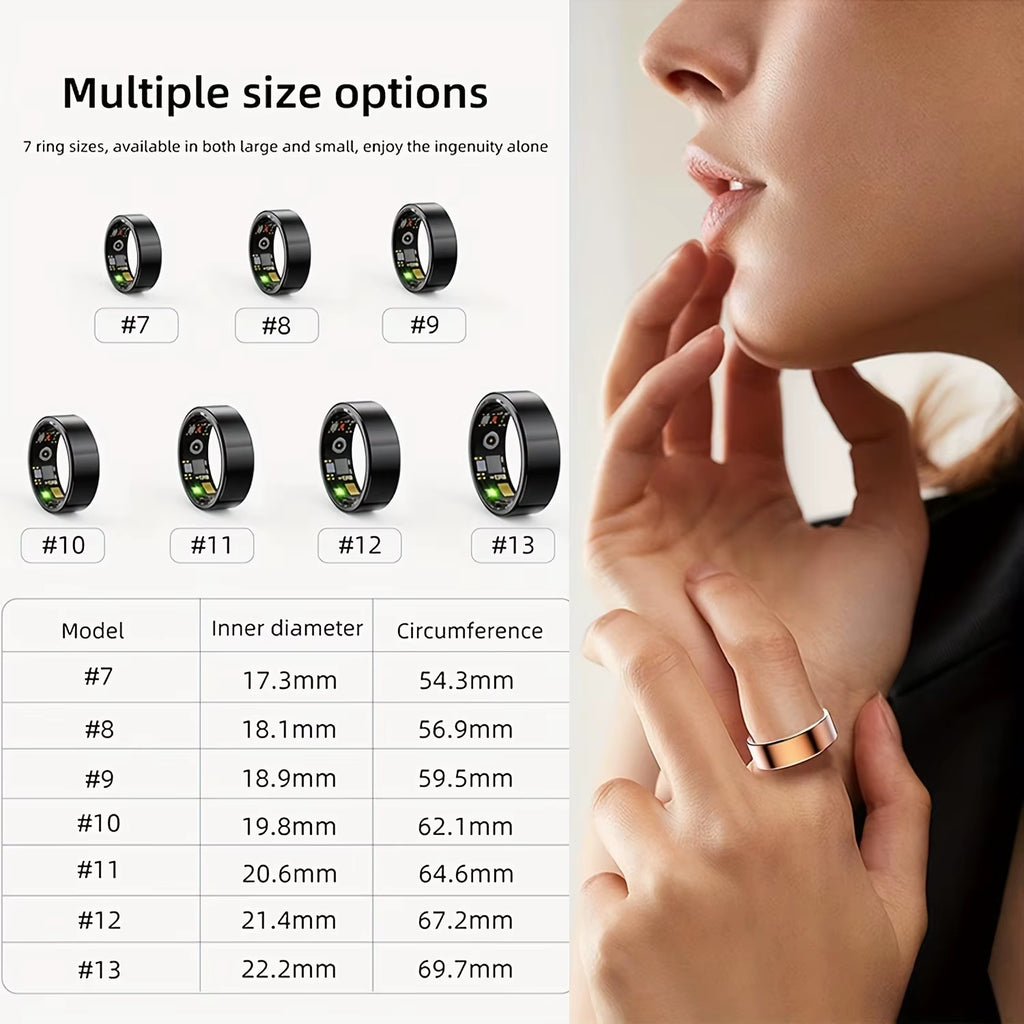 Smart Fitness Ring - Stainless Steel Novelty Ring for Men and Women with Wireless Function, Step Counting, and Sports Mode