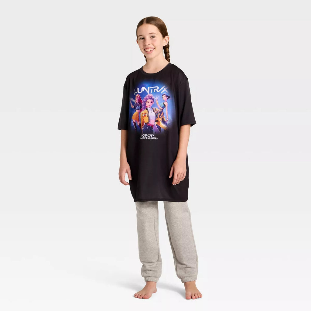 Girls' Kpop Demon Hunters Sleep Shirt - Black