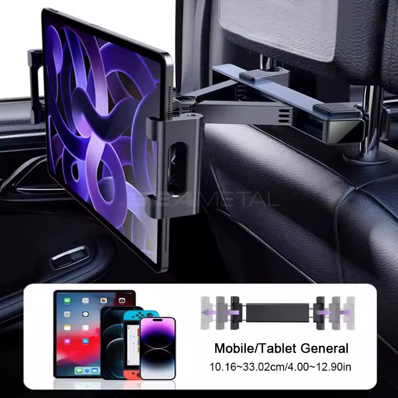 Car Headrest Tablet Holder 360 Degree Adjustable Stretchable Phone Holder Backseat Tablet Mount Universal 4-12.9 Inch