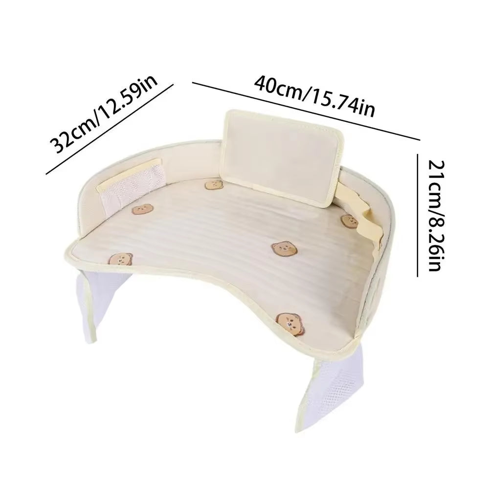 Car Seat Tray for Kids Foldable Multiple Pockets Waterproof Car Table Portable Large Capacity Table for Dining Drawing Car