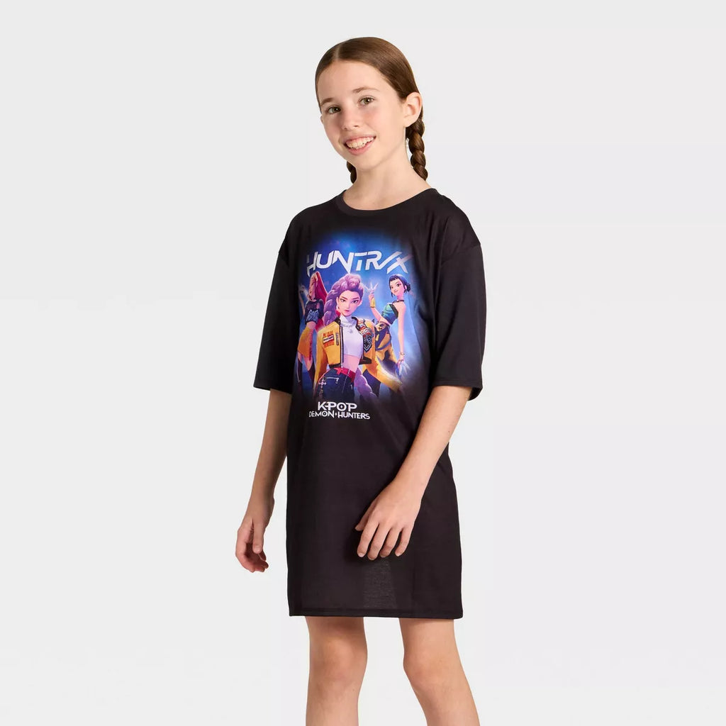 Girls' Kpop Demon Hunters Sleep Shirt - Black