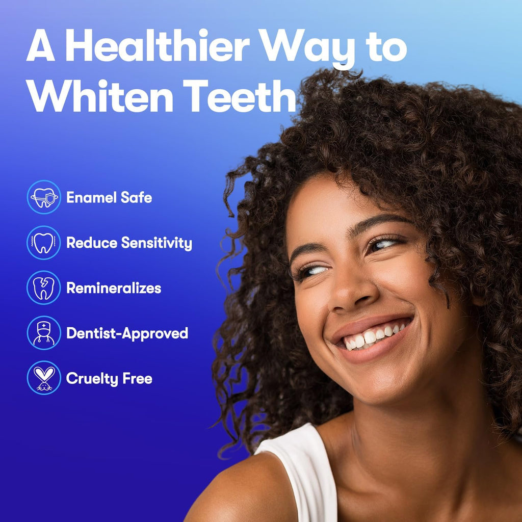 Teeth Whitening Strips, Hydroxyapatite-Infuse White Strips, Non-Sensitive Teeth Whitening with Soothing Natural Ingredients, Enamel-Safe, Residue-Free, Non-Slip, 21 Treatments Kit