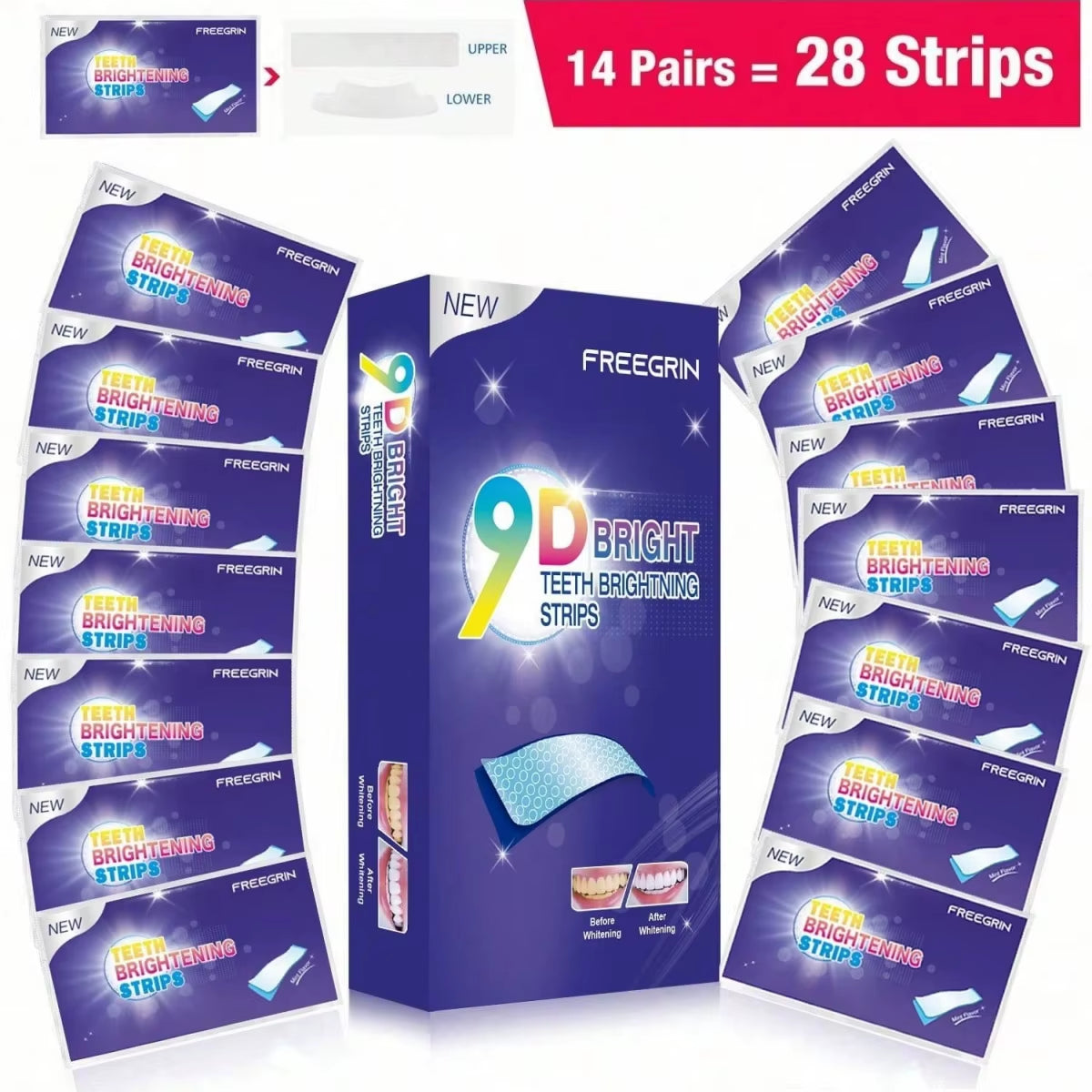 9D Whitener Strips Teeth Brightening Strips White Strips for Teeth Whitening Teeth Effect Oral Tooth Teeth Whitening Strips Gift